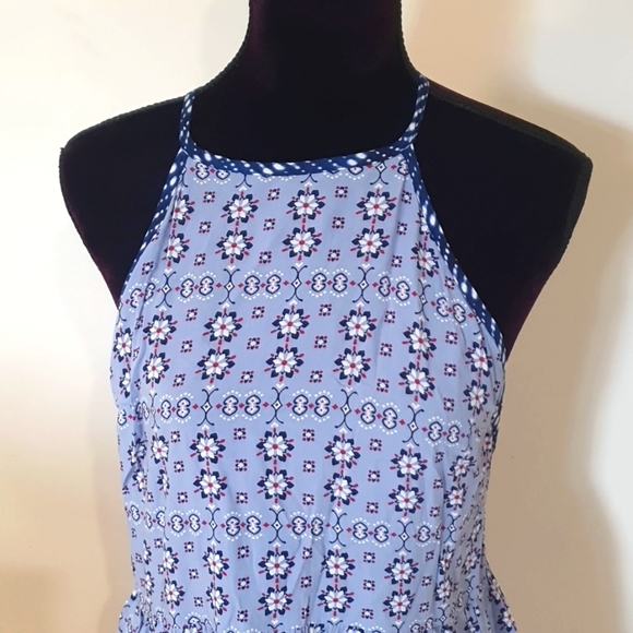 Tigerlily Size 8 Racerback Blue Floral Boho Dress - Picture 2 of 9